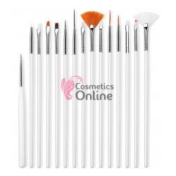 Pensule de unghii set de 15 bucati pentru constructie acril, gel uv si decor Albe art PNS06